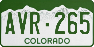 CO license plate AVR265