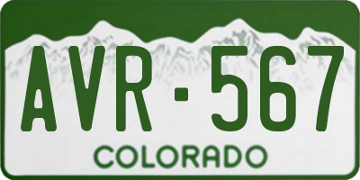 CO license plate AVR567