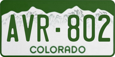 CO license plate AVR802