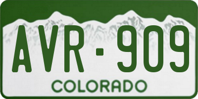 CO license plate AVR909
