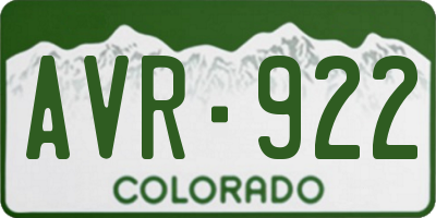 CO license plate AVR922