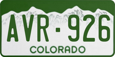 CO license plate AVR926