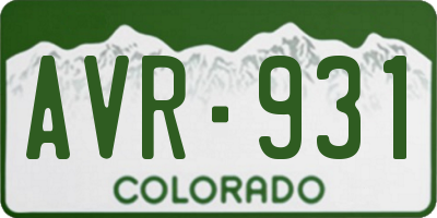 CO license plate AVR931