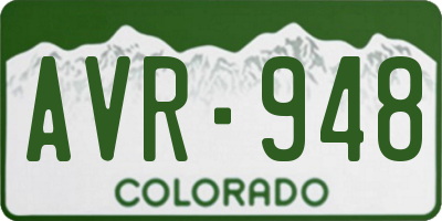 CO license plate AVR948