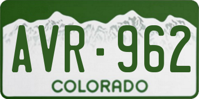 CO license plate AVR962