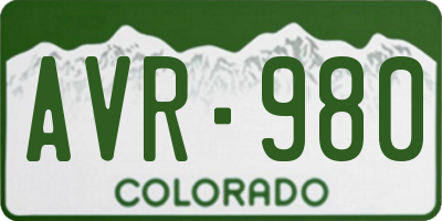 CO license plate AVR980