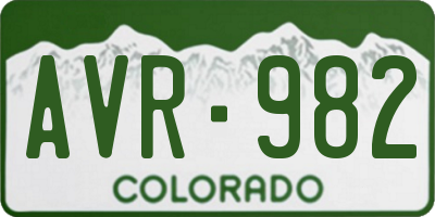 CO license plate AVR982