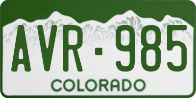 CO license plate AVR985