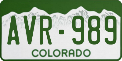 CO license plate AVR989
