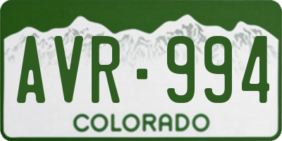 CO license plate AVR994