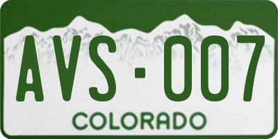 CO license plate AVS007
