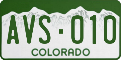 CO license plate AVS010