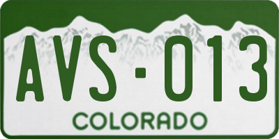 CO license plate AVS013