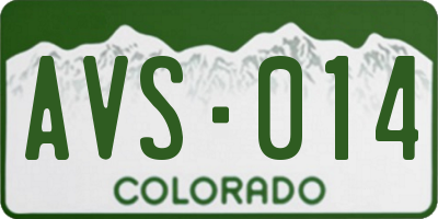 CO license plate AVS014