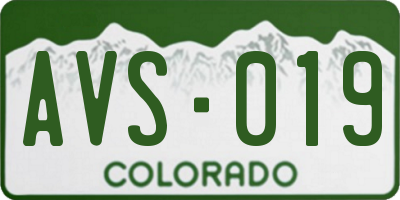 CO license plate AVS019