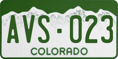 CO license plate AVS023