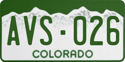 CO license plate AVS026