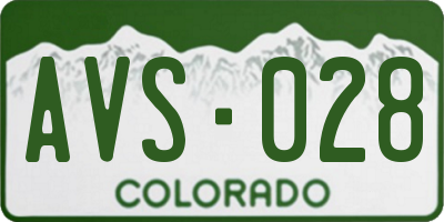 CO license plate AVS028