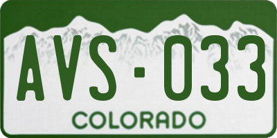 CO license plate AVS033