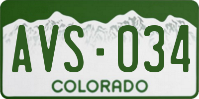 CO license plate AVS034