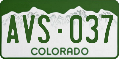 CO license plate AVS037
