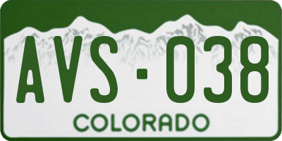 CO license plate AVS038