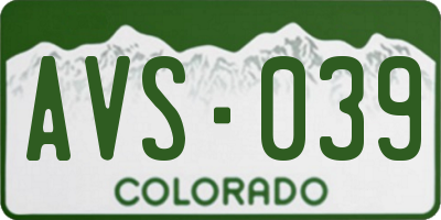 CO license plate AVS039