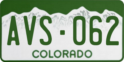 CO license plate AVS062