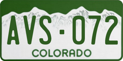 CO license plate AVS072