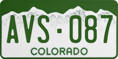 CO license plate AVS087