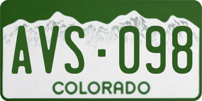 CO license plate AVS098