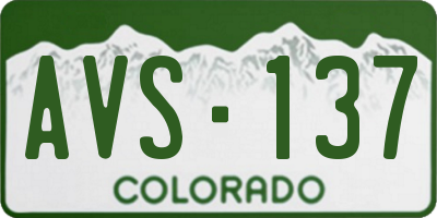 CO license plate AVS137