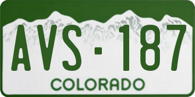 CO license plate AVS187