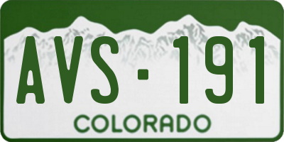 CO license plate AVS191