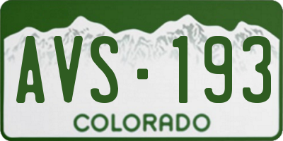 CO license plate AVS193