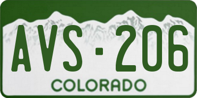 CO license plate AVS206