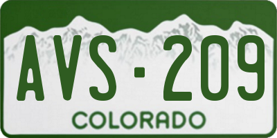 CO license plate AVS209