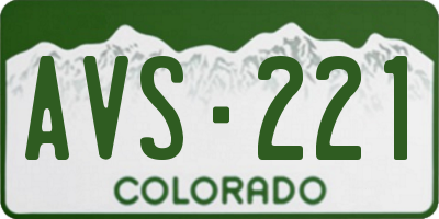 CO license plate AVS221