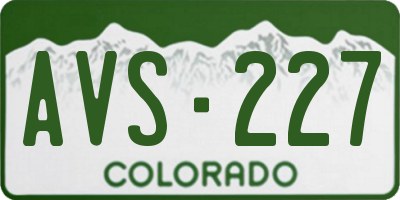 CO license plate AVS227