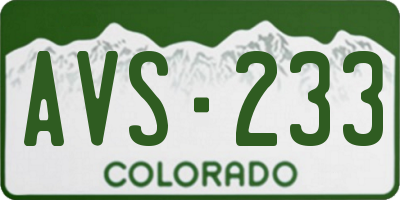 CO license plate AVS233