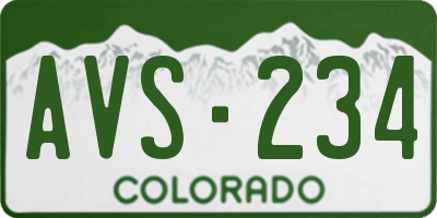 CO license plate AVS234