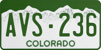CO license plate AVS236