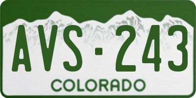 CO license plate AVS243