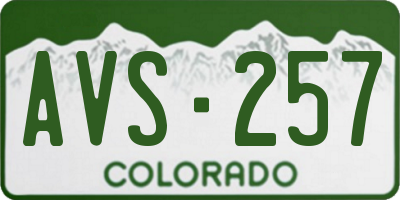 CO license plate AVS257