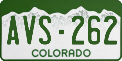 CO license plate AVS262