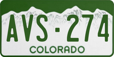 CO license plate AVS274