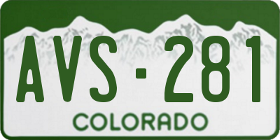 CO license plate AVS281