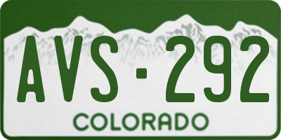 CO license plate AVS292