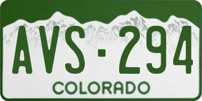 CO license plate AVS294