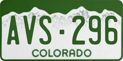 CO license plate AVS296
